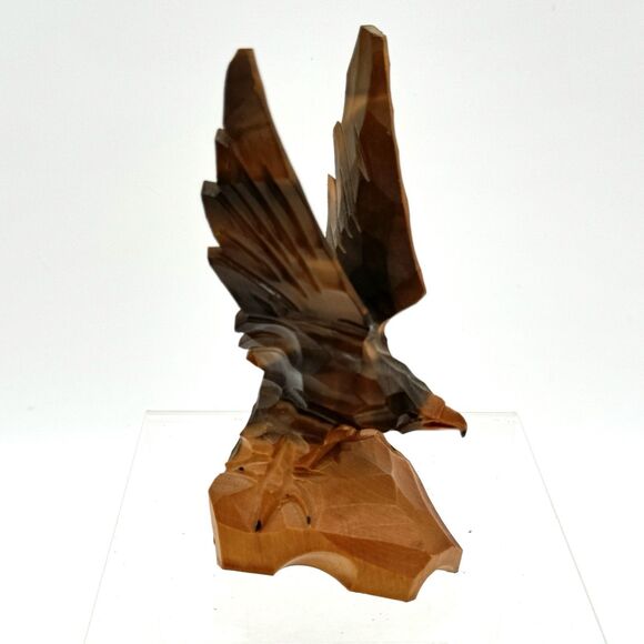 Vintage Hand Carved Wooden Wood Eagle Figurine Sculpture Mid Century - Picture 3 of 12